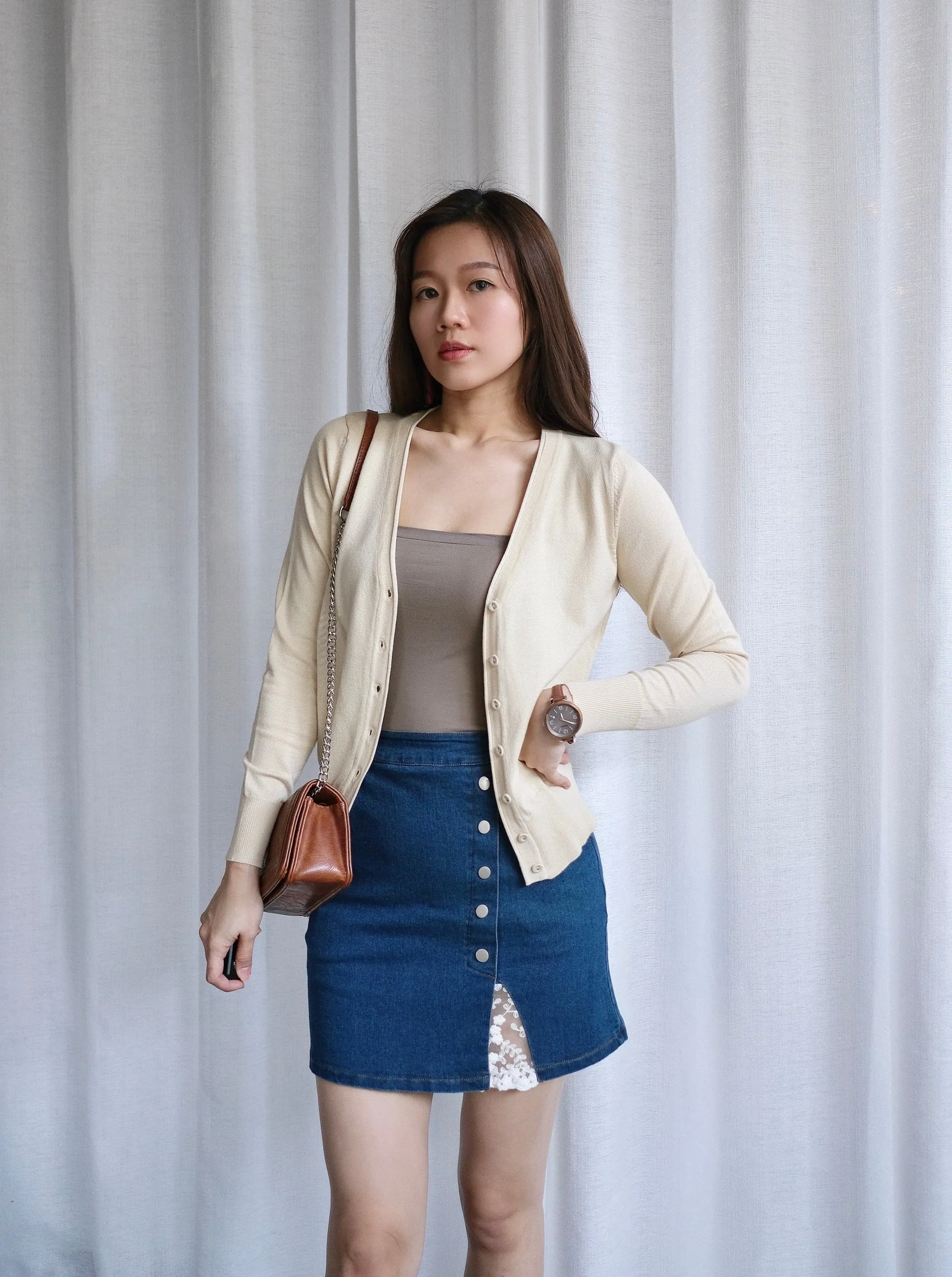 ACEWIN Long Sleeves Buttoned Front Knit Cardigan (Size M-L) 200699