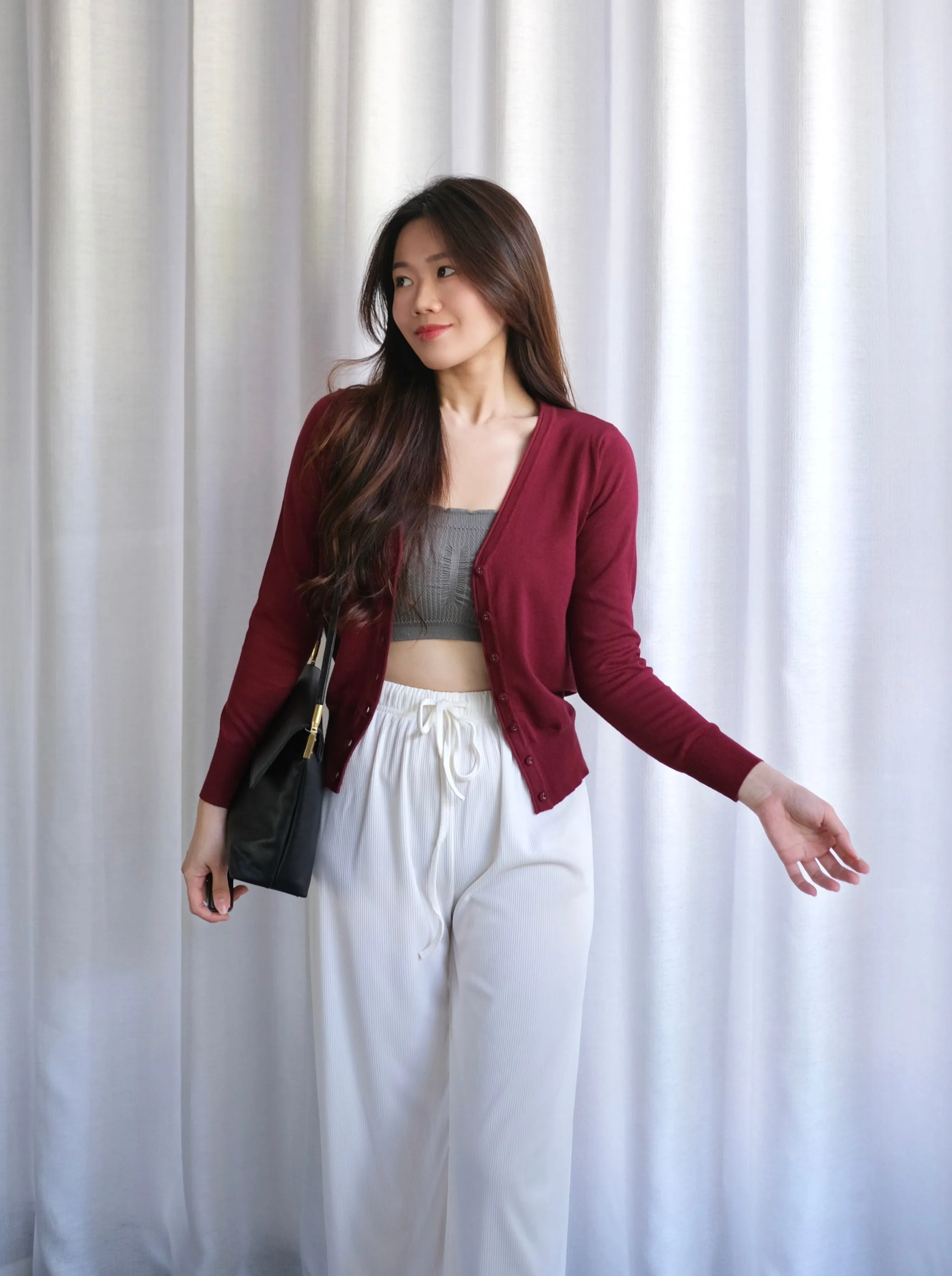 ACEWIN Long Sleeves Buttoned Front Knit Cardigan (Size M-L) 200699