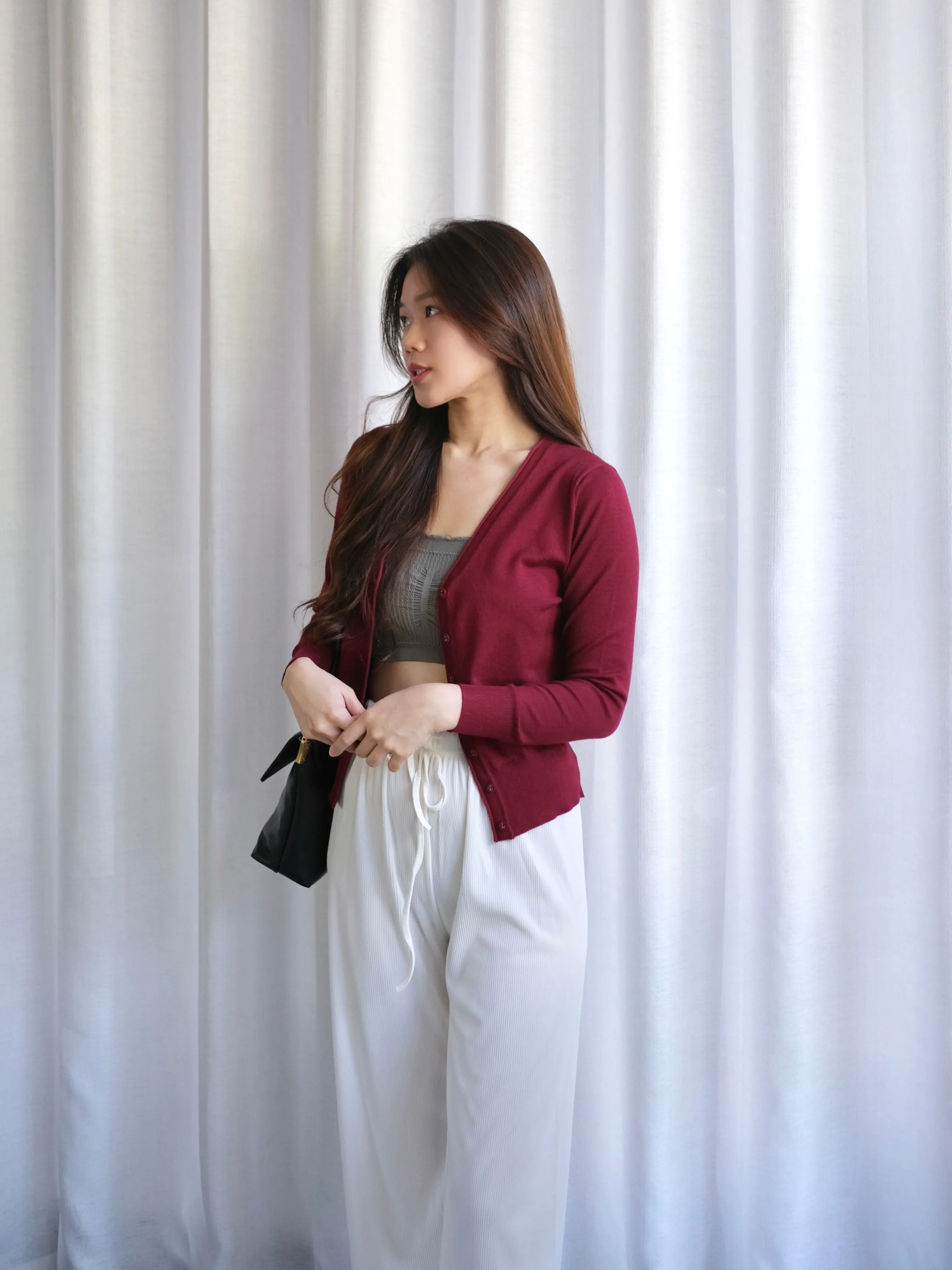 ACEWIN Long Sleeves Buttoned Front Knit Cardigan (Size M-L) 200699