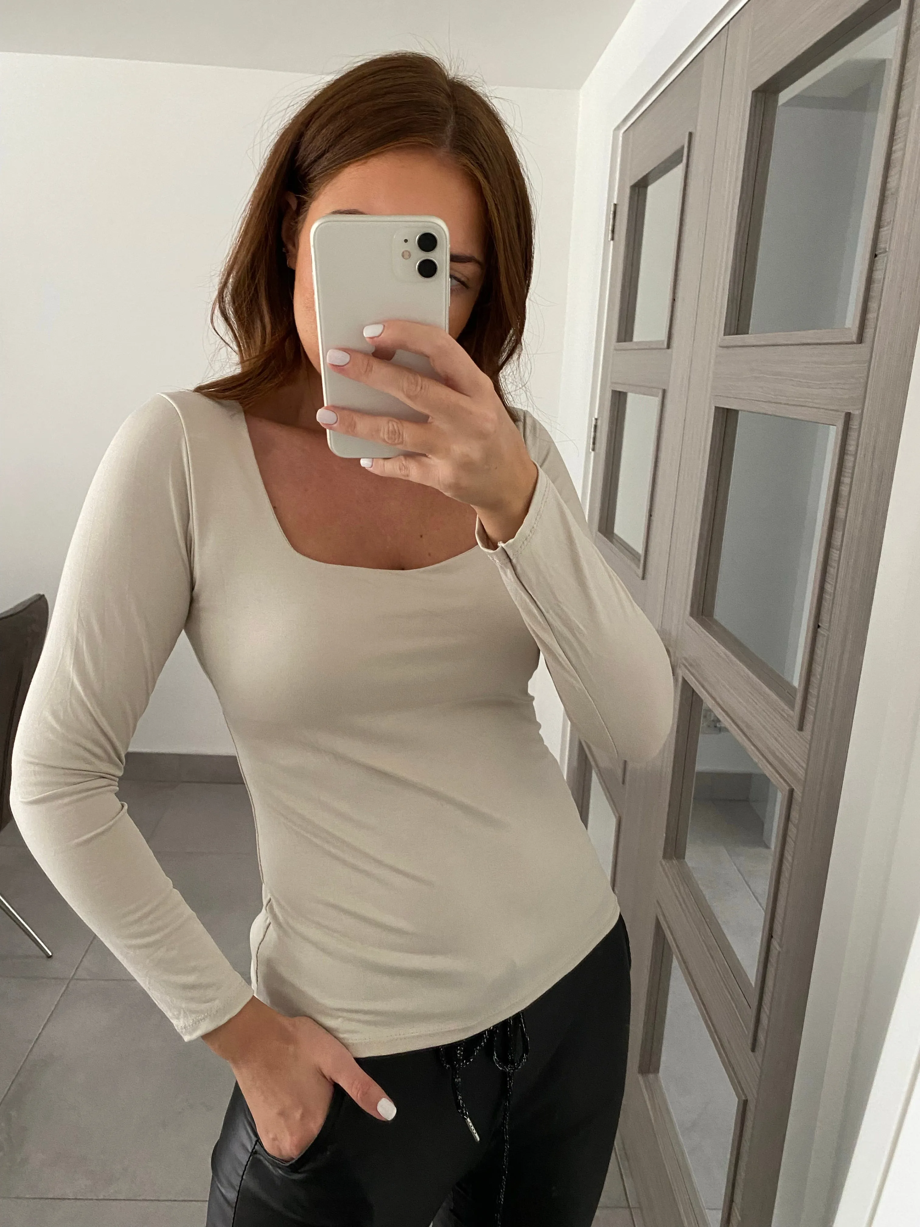 Basic Long Sleeve T-shirt -  Stone