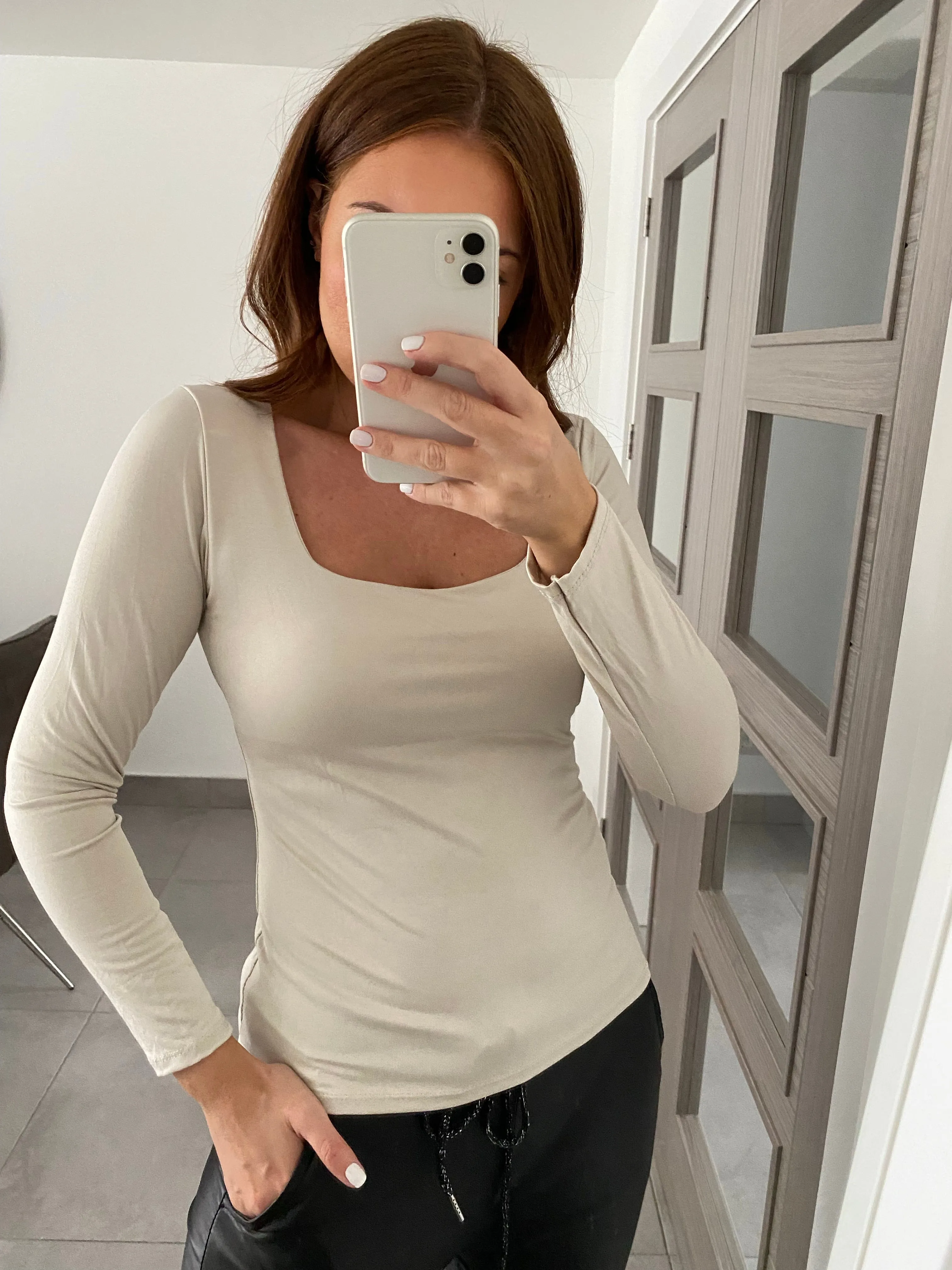 Basic Long Sleeve T-shirt -  Stone