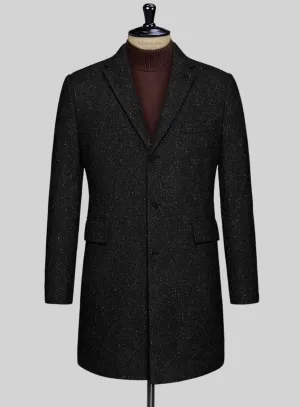 Black Flecks Donegal Tweed Overcoat