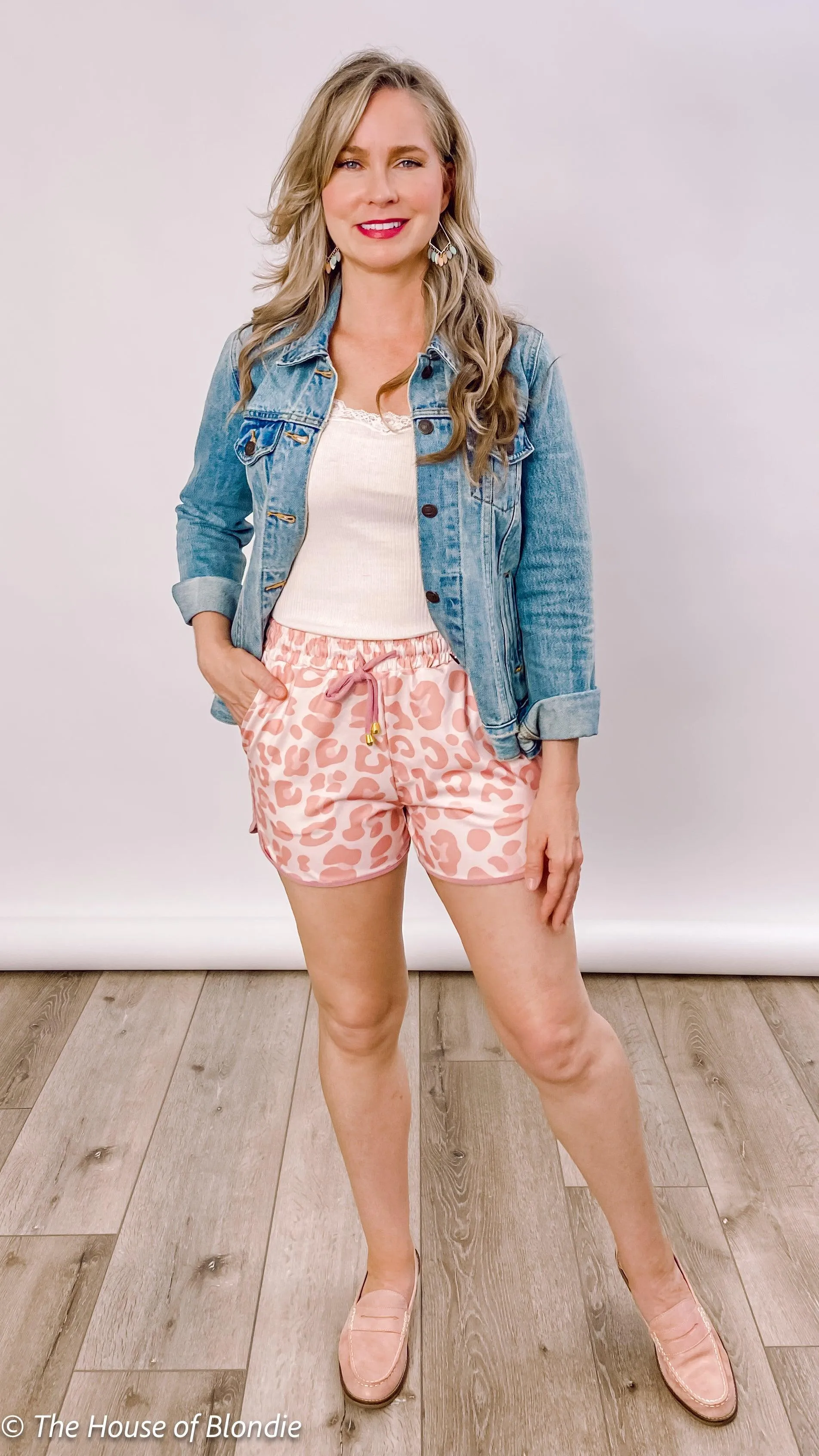 Blush Pink Leopard Print knockabout Shorts