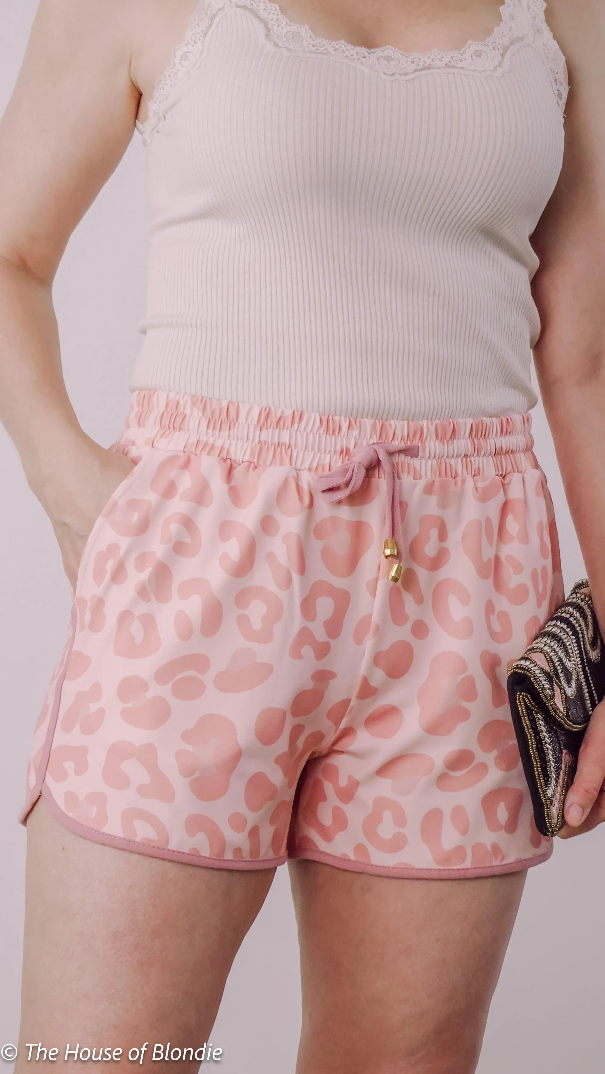 Blush Pink Leopard Print knockabout Shorts