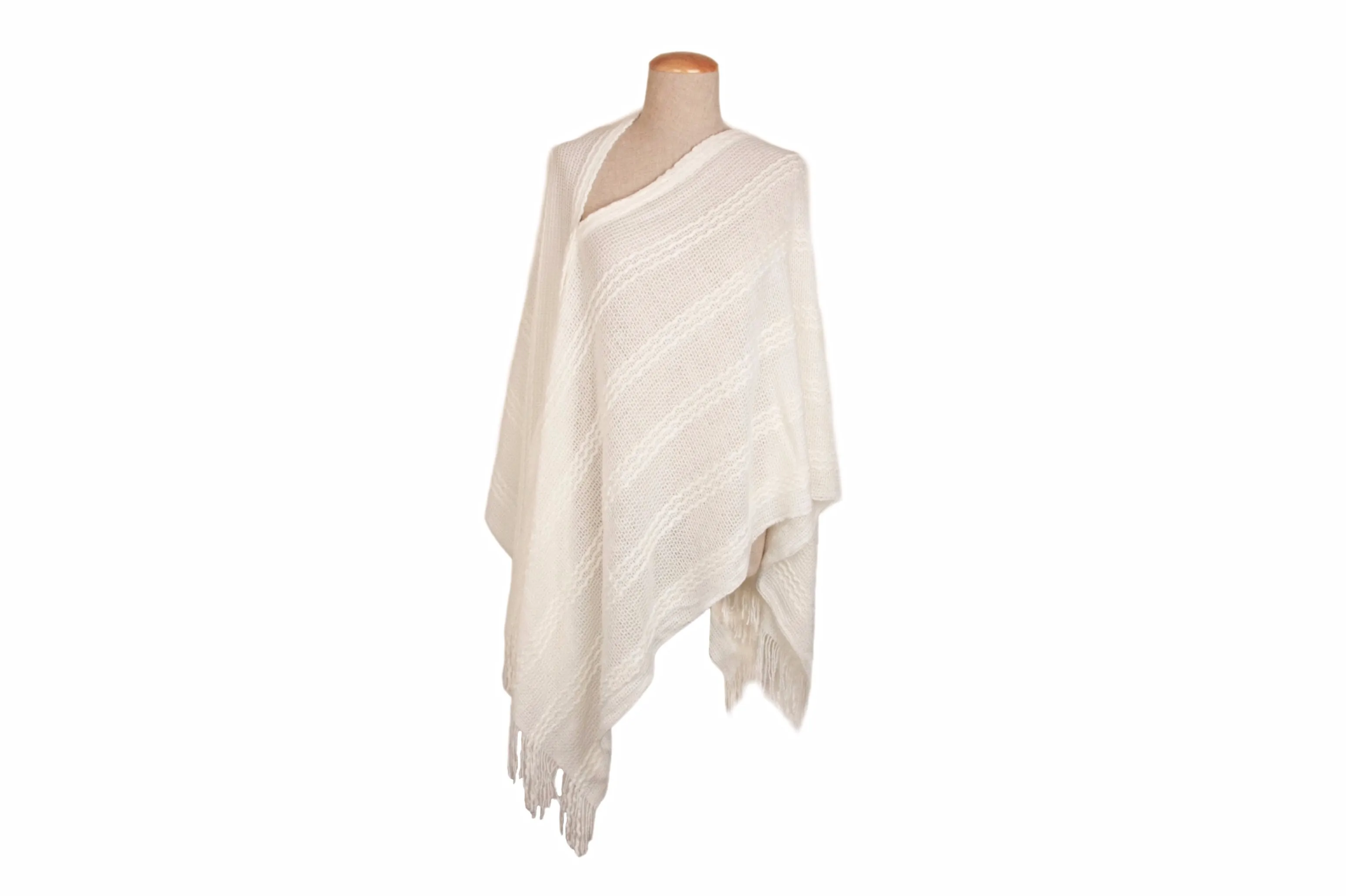 Braided Knitted Button PonThrow (Poncho   Throw)