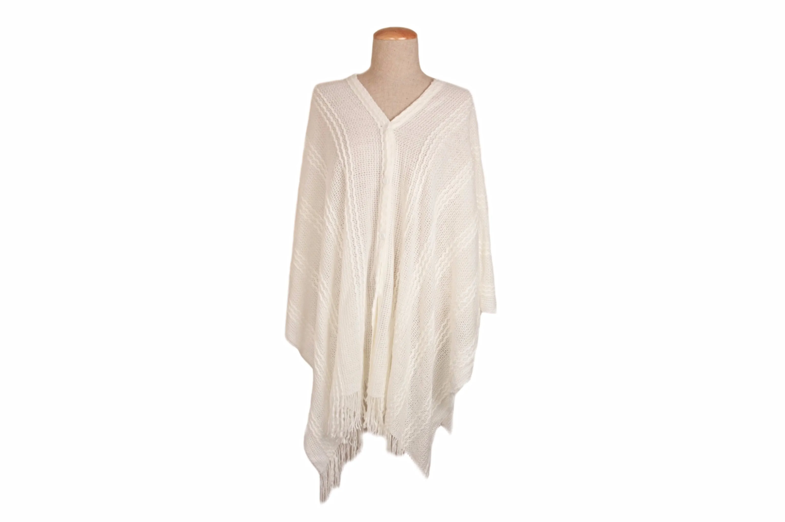 Braided Knitted Button PonThrow (Poncho   Throw)