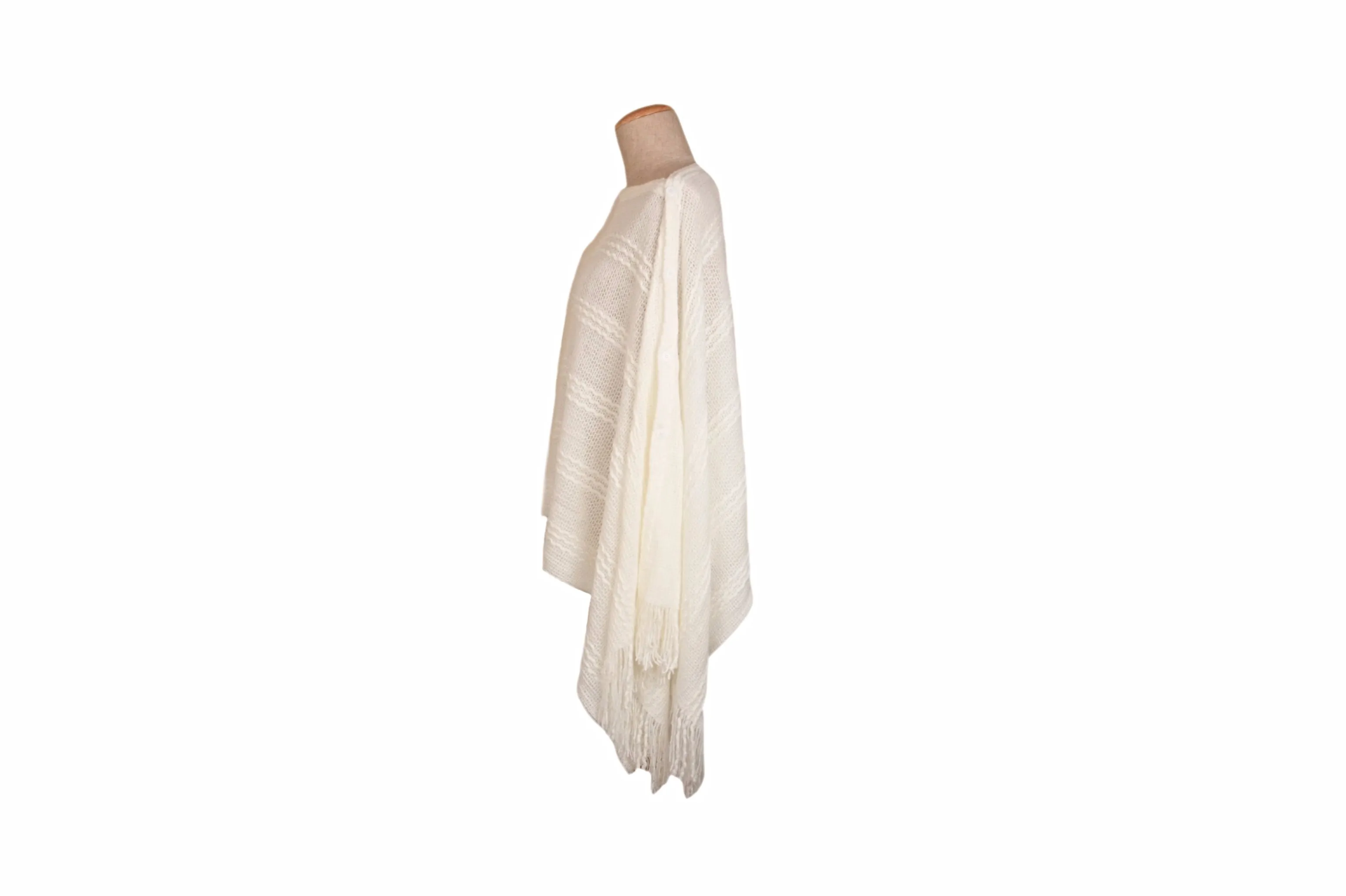 Braided Knitted Button PonThrow (Poncho   Throw)