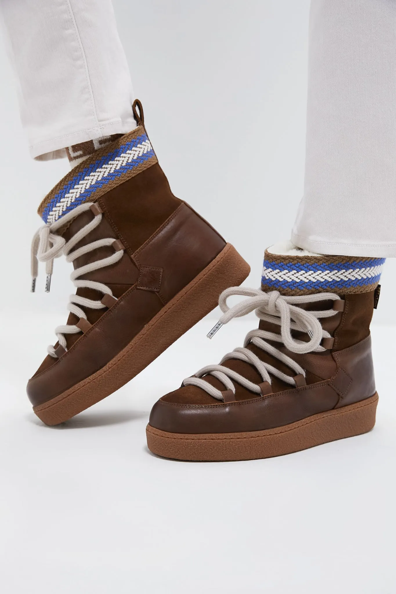 Brown Cosmos Leather Wool-Lined Boots