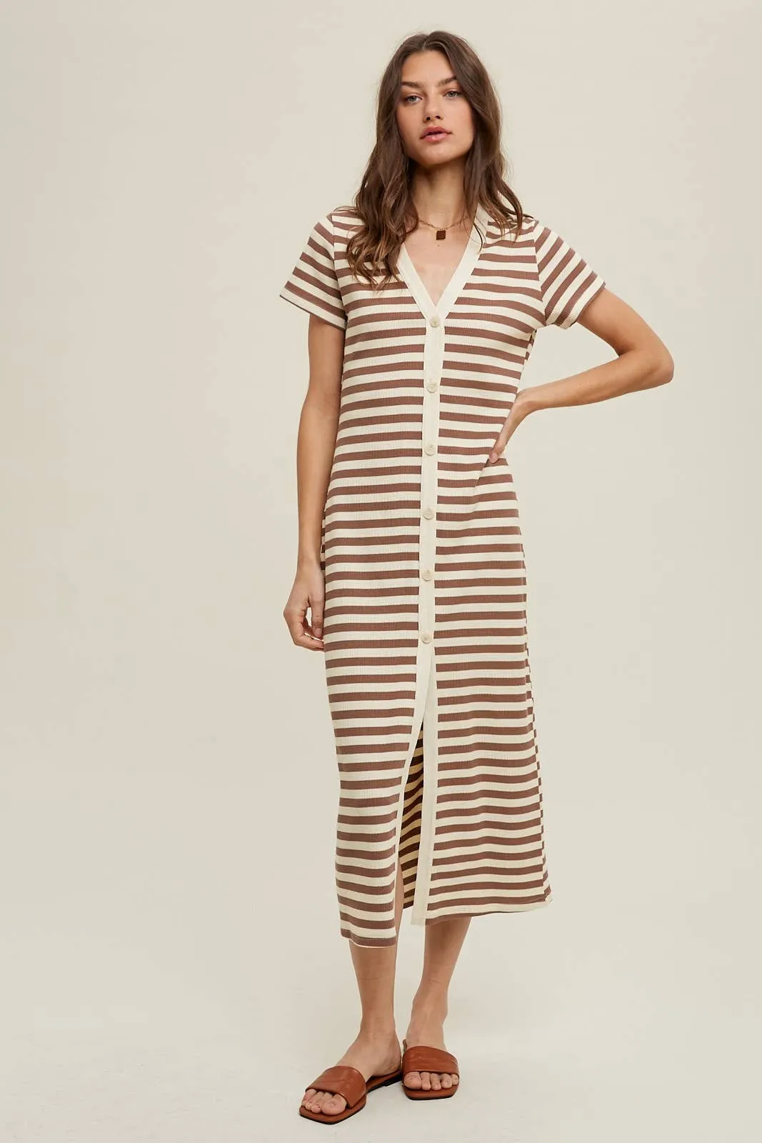 BUTTON-UP MIDI DRESS