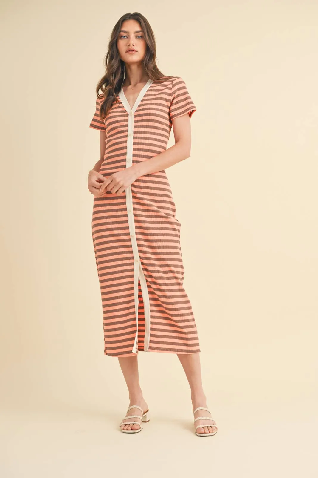 BUTTON-UP MIDI DRESS