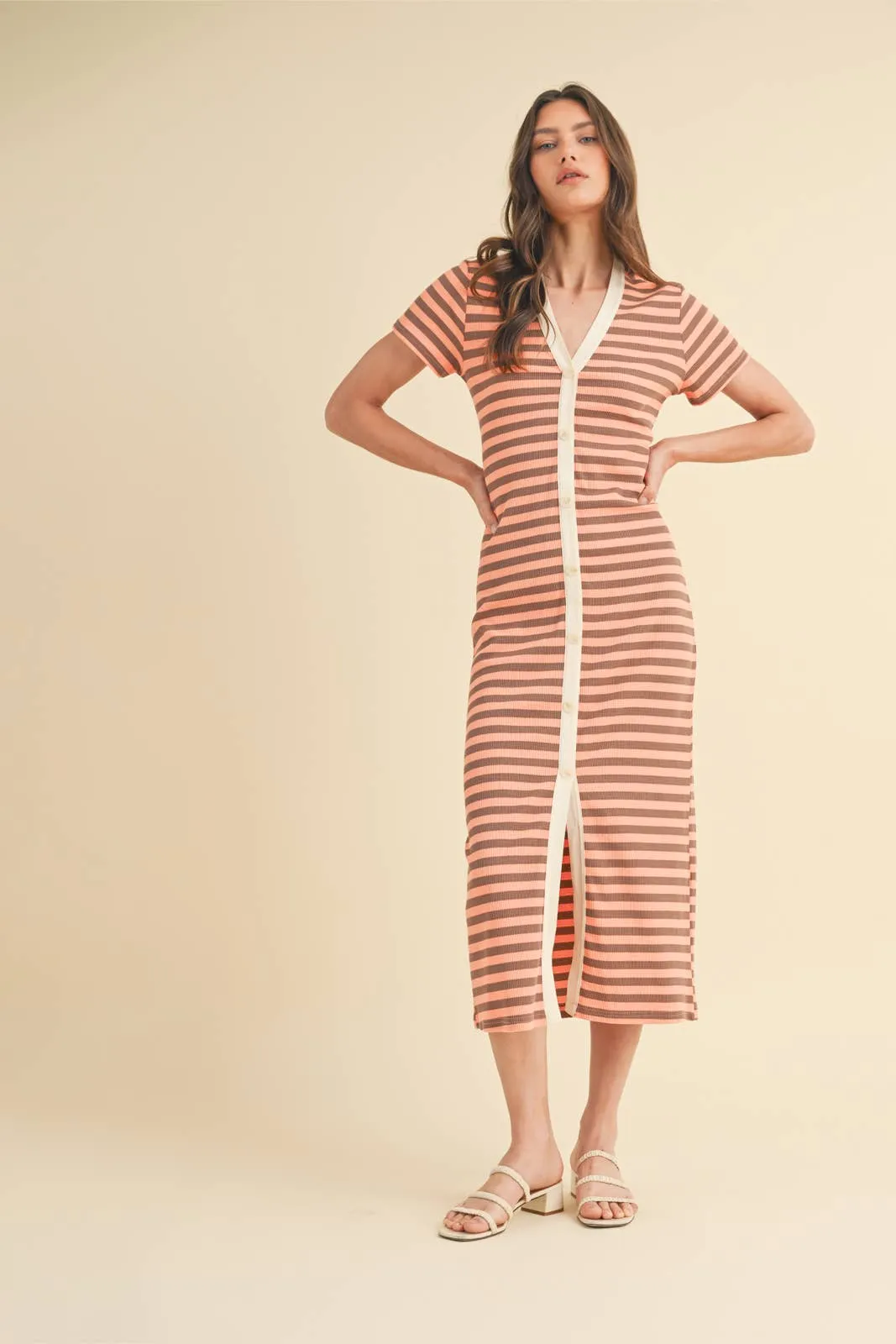 BUTTON-UP MIDI DRESS