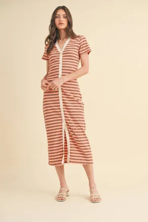 BUTTON-UP MIDI DRESS