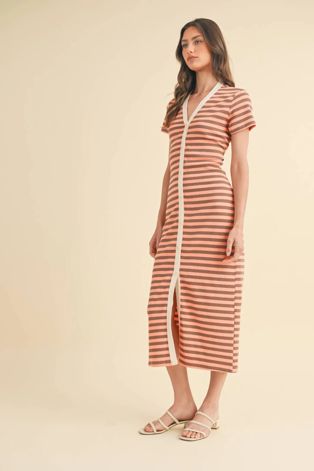 BUTTON-UP MIDI DRESS