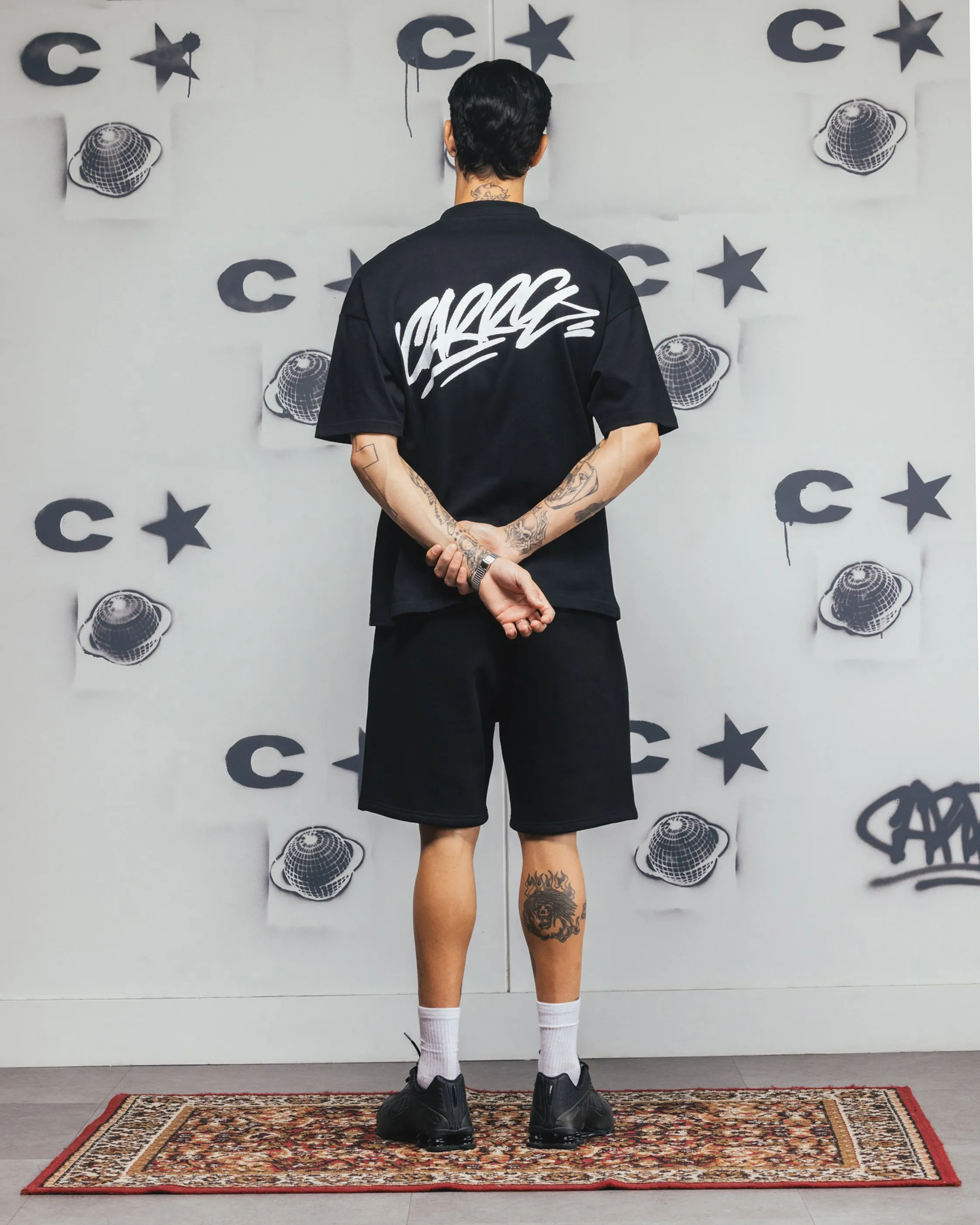 Carre Tag Mock Neck T-Shirt Black