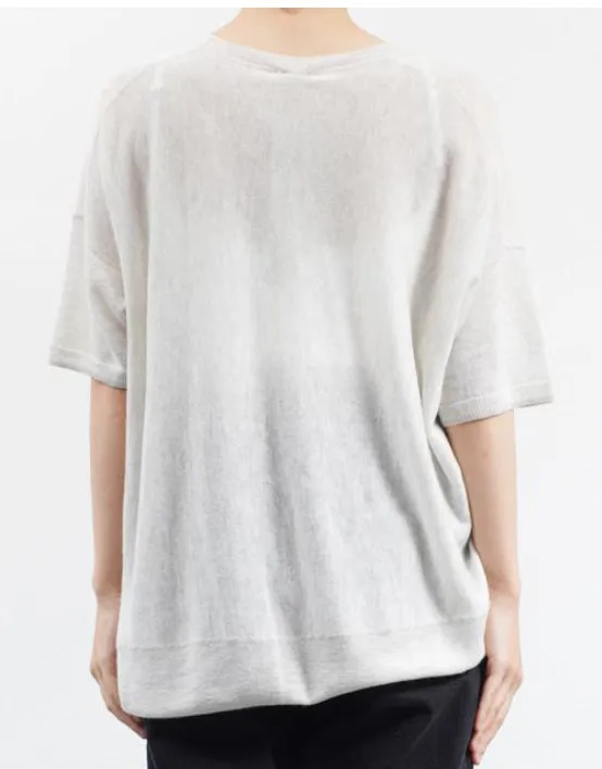 Cashmere Boxy Tee in Light Grey