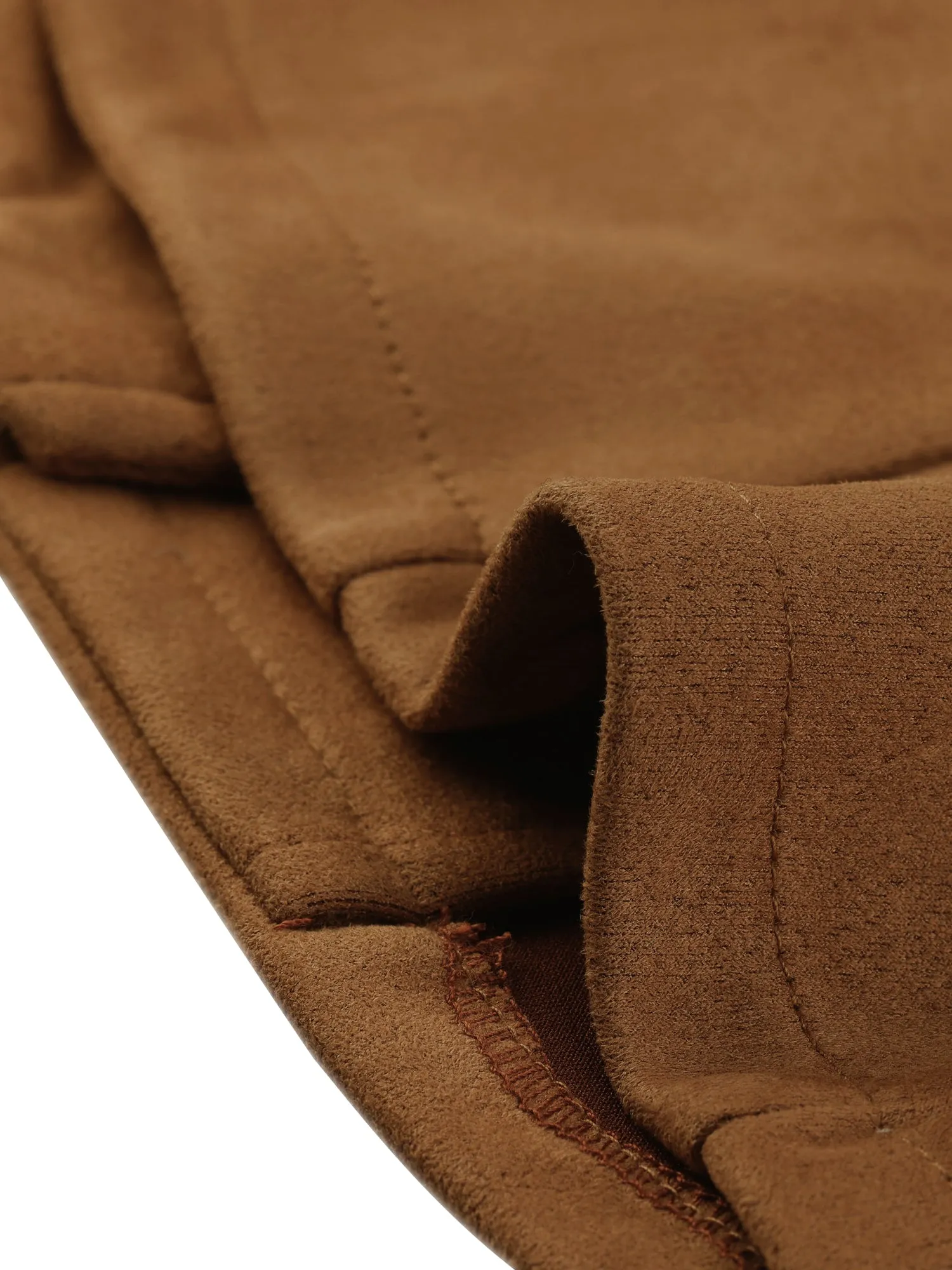 Cropped Long Sleeve Double Breasted Zip Up Faux Suede Jacket