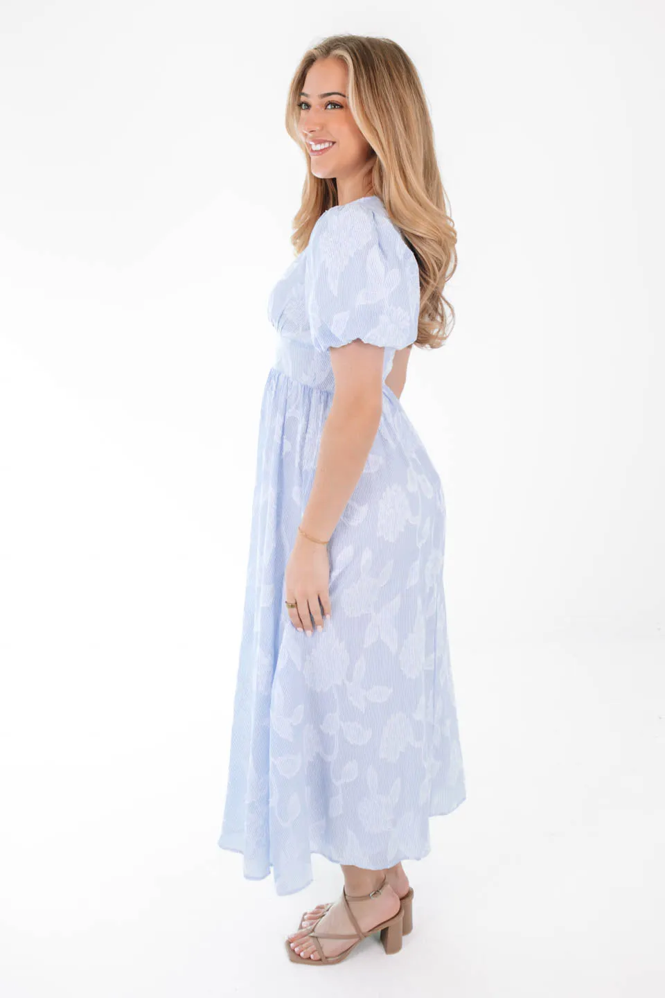 Dancing In The Rain Midi Dress - Blue