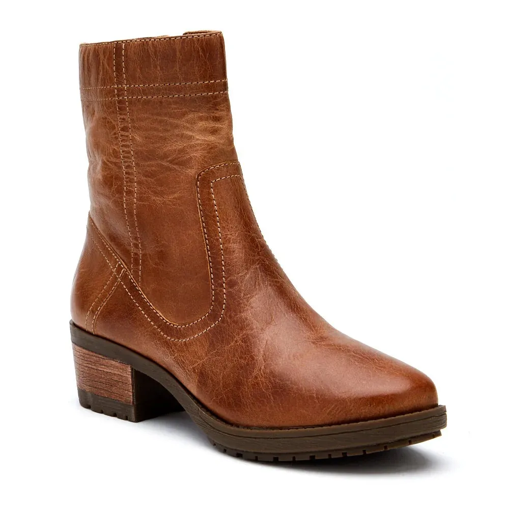 Davis Tan Leather Ankle Boots