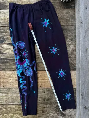 Deep Purple and Turquoise Moon & Star Batik Size XL Leggings