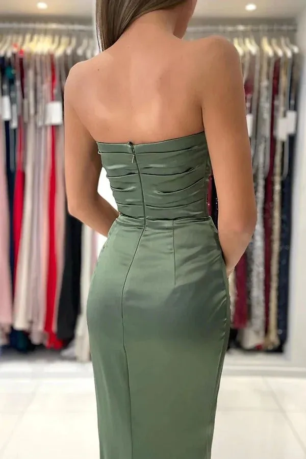 Dusty Sage Strapless Mermaid Prom Dresses, Evening Dresses