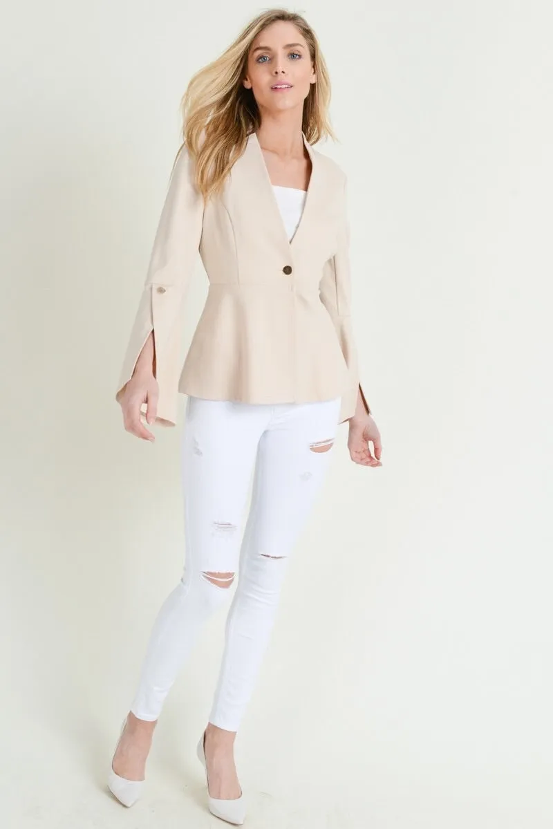 Eleanor Split Bell Sleeve Peplum Jacket