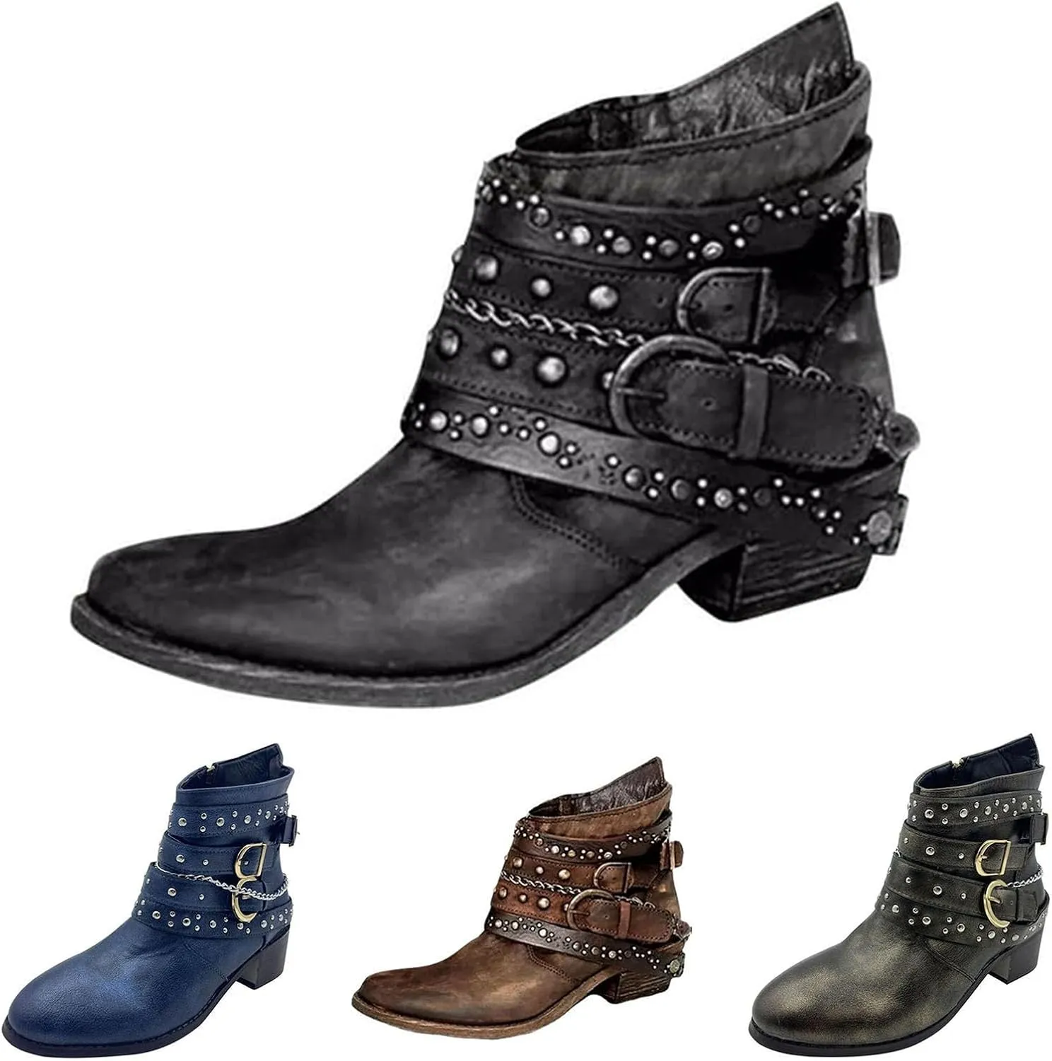 Fall Boots for Women 2024 Ankle Women Booties Ankle Womens Short Boots Black Ankle Boot Comfy Casual Closed Back Low Heel Comfortable Pointed Toe