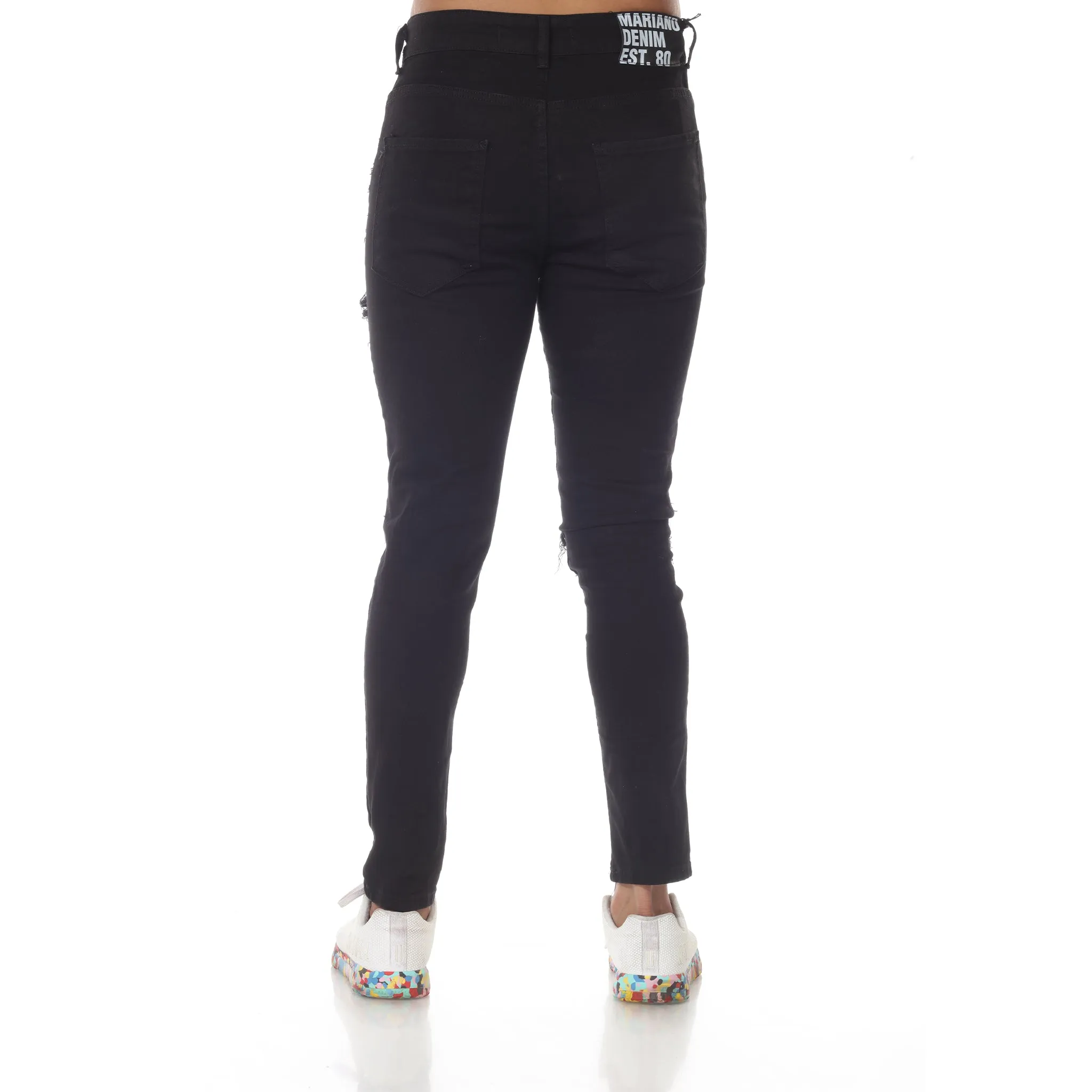 Fashion Black Jeans With Details on Waist and Leg