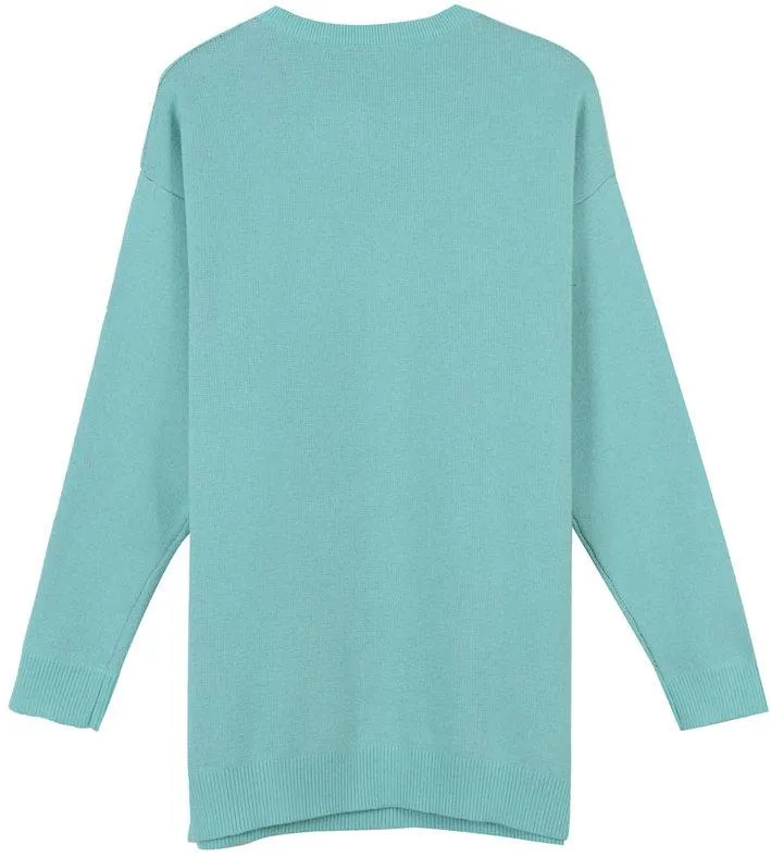 Fish Logo Intarsia Sweater, Orange or Light Blue