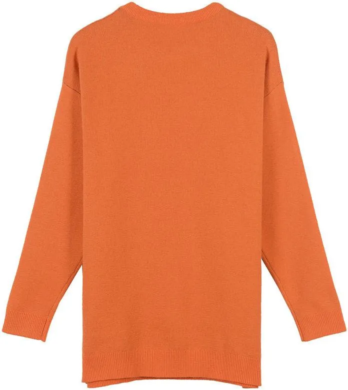 Fish Logo Intarsia Sweater, Orange or Light Blue