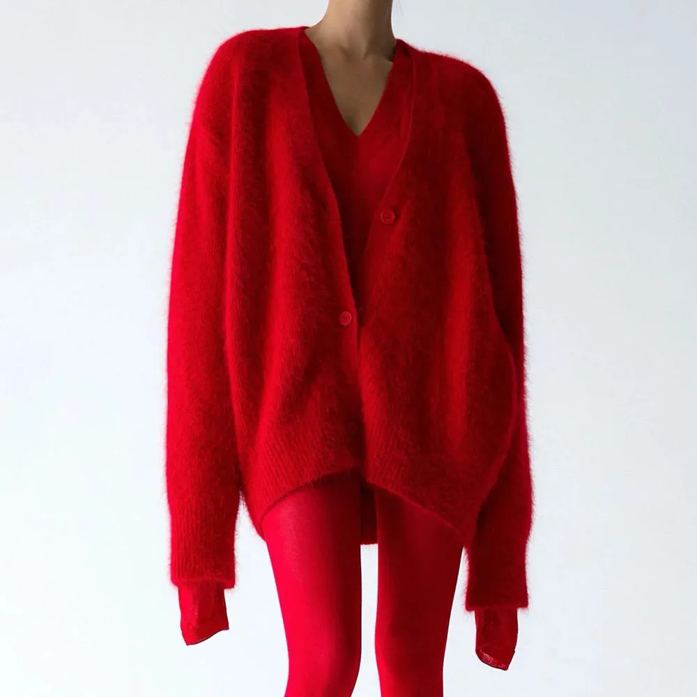 Fuzzy Button Up Cardigan