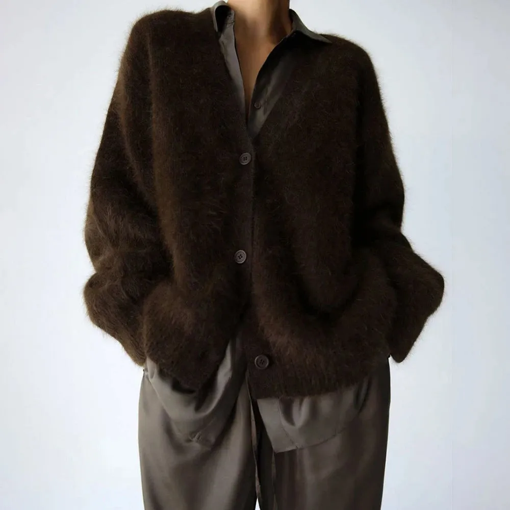 Fuzzy Button Up Cardigan