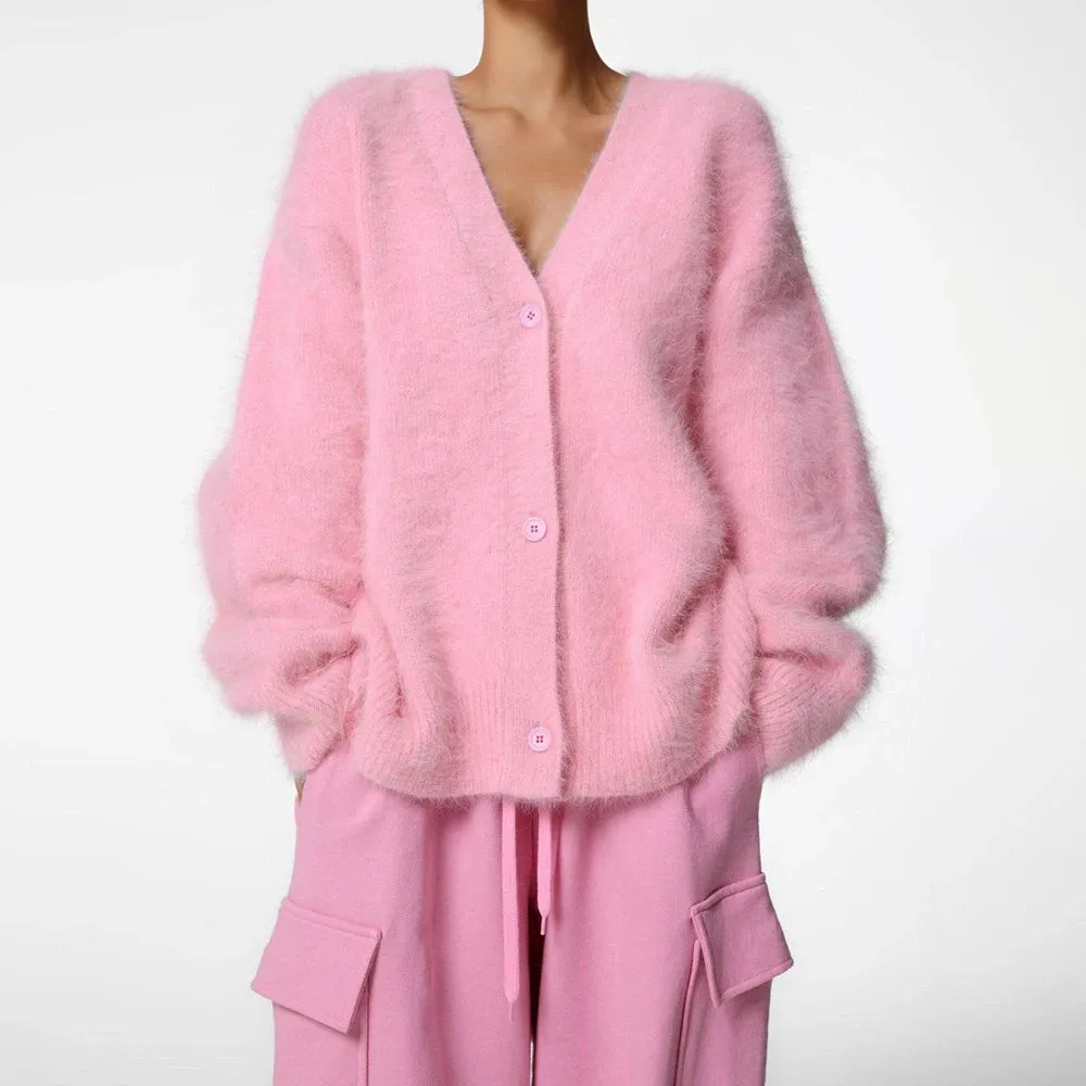 Fuzzy Button Up Cardigan