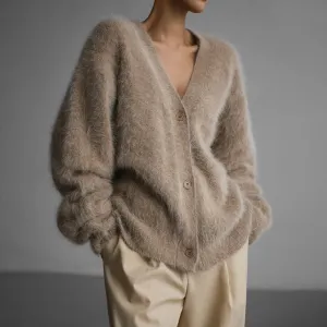 Fuzzy Button Up Cardigan