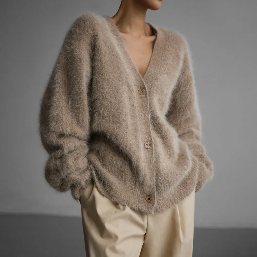 Fuzzy Button Up Cardigan