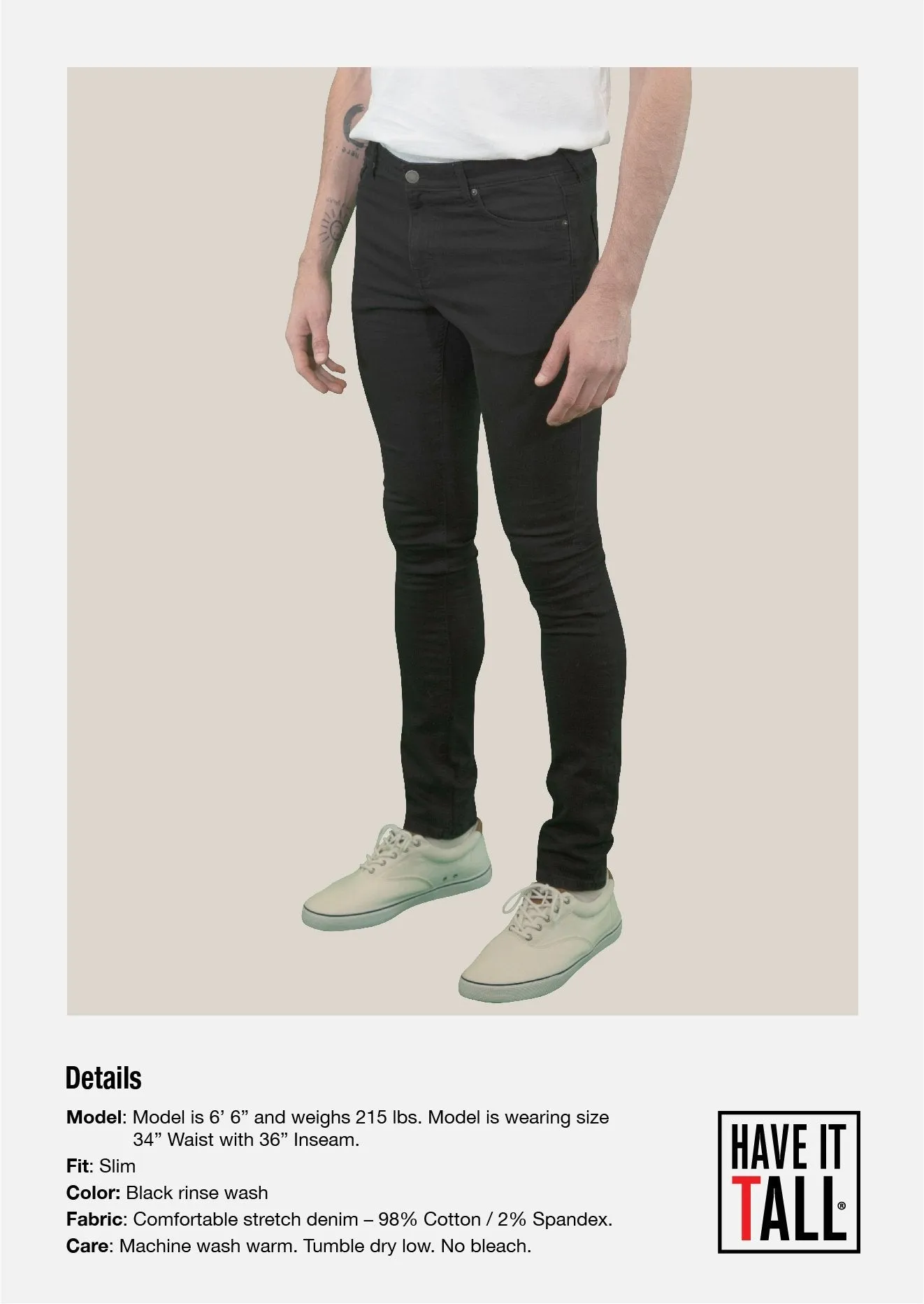 Have It Tall, Slim Fit Black Stretch Denim Jeans