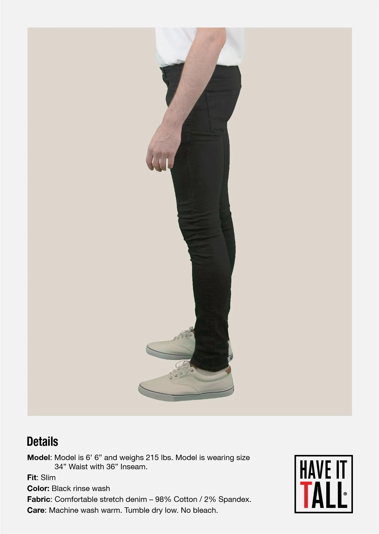 Have It Tall, Slim Fit Black Stretch Denim Jeans