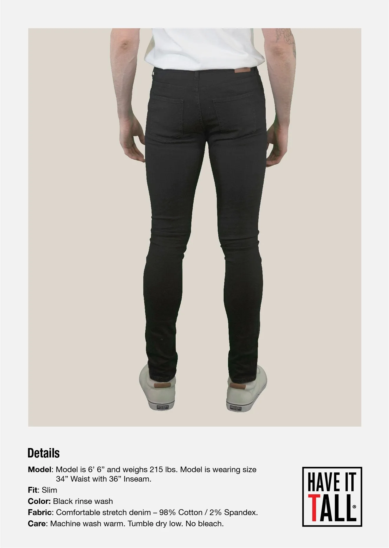 Have It Tall, Slim Fit Black Stretch Denim Jeans