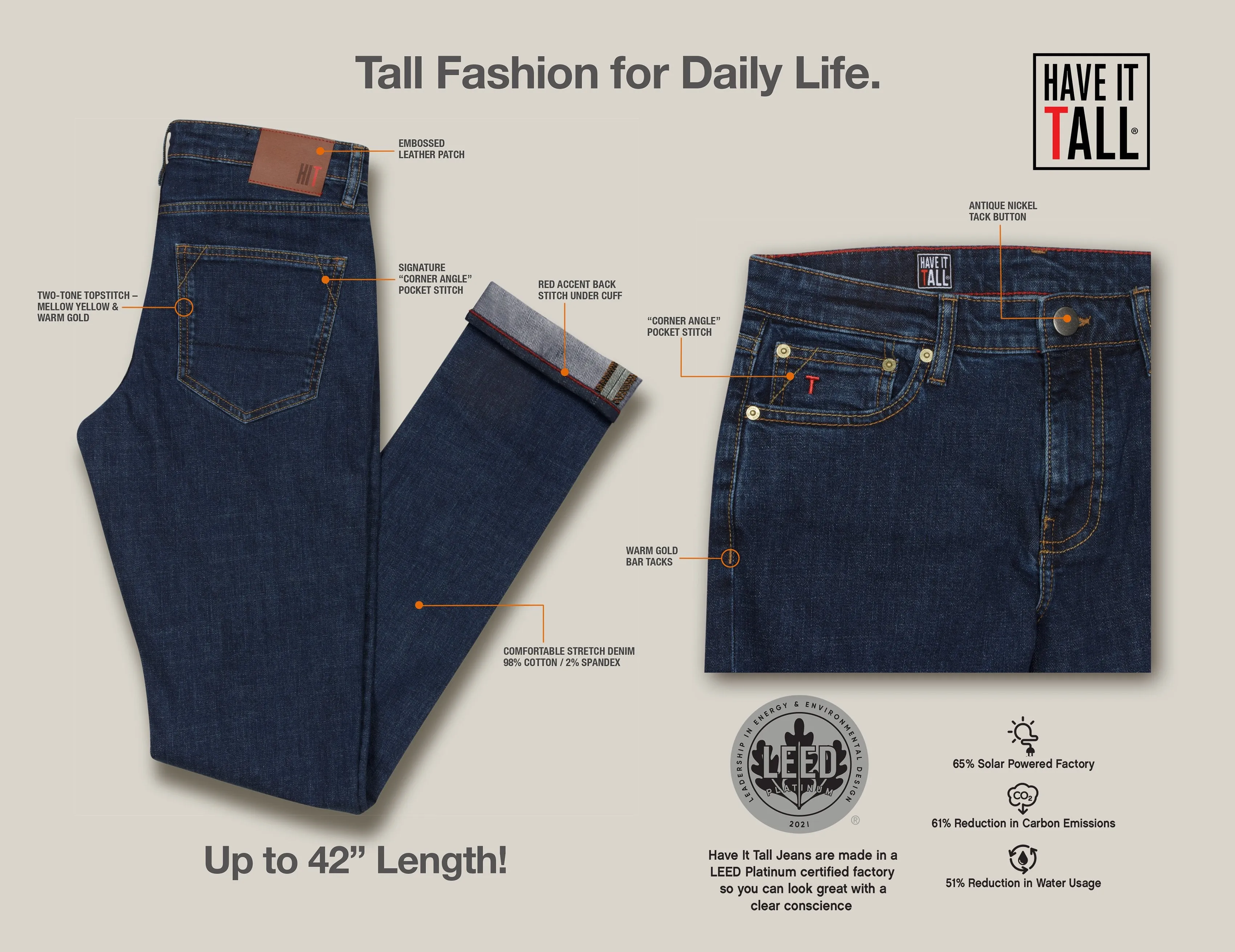 Have It Tall, Slim Fit Black Stretch Denim Jeans
