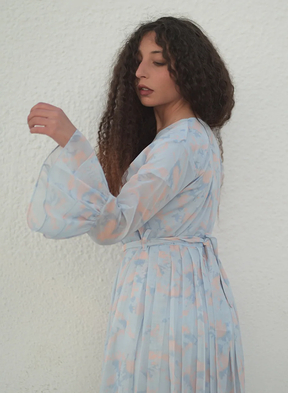 La Fleur - Glacier Garden Frilled Sleeves Maxi Dress