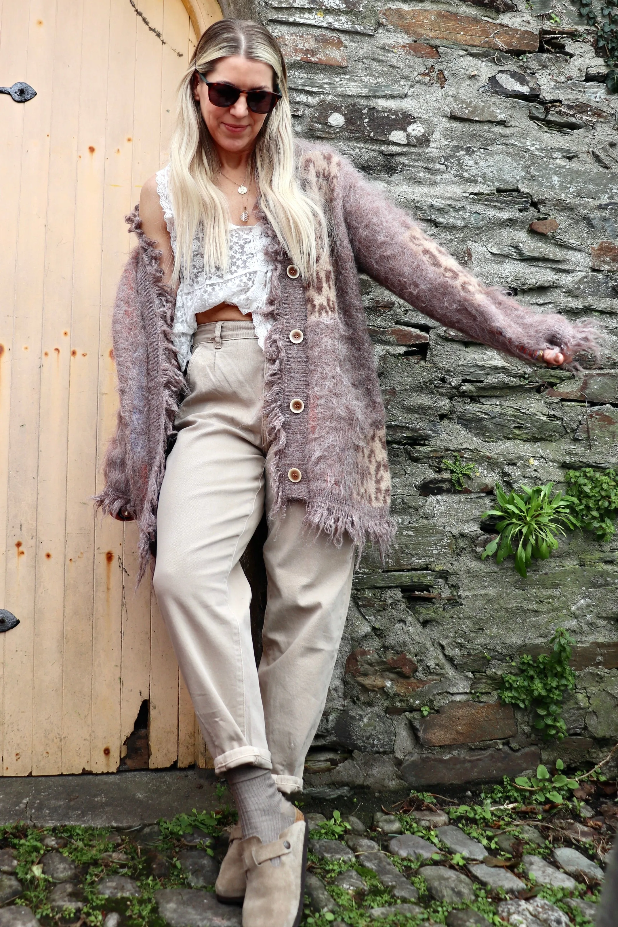 Leopard print detail cardigan