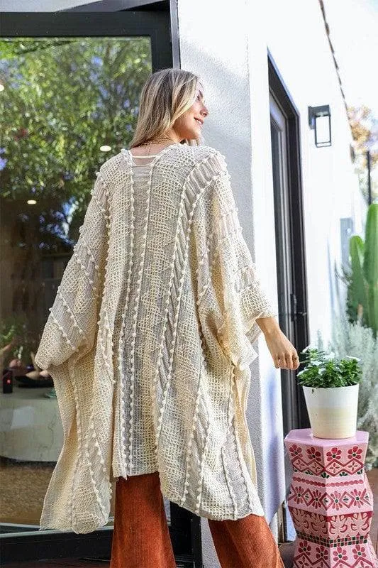 Leto Accessories Embroidered Zig Zag Soft Kimono