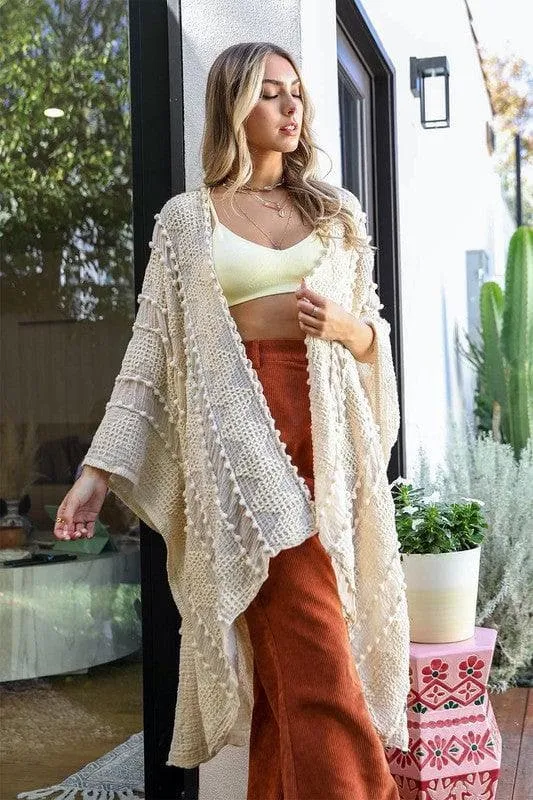 Leto Accessories Embroidered Zig Zag Soft Kimono