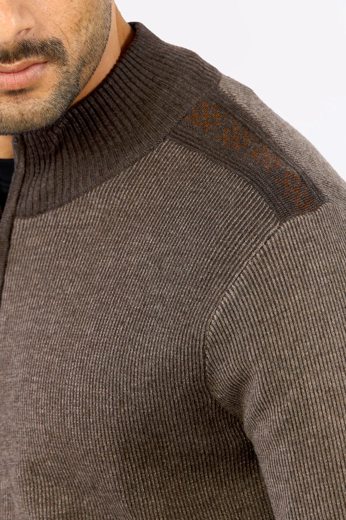Light Brown Zip-Up Gents Sweater