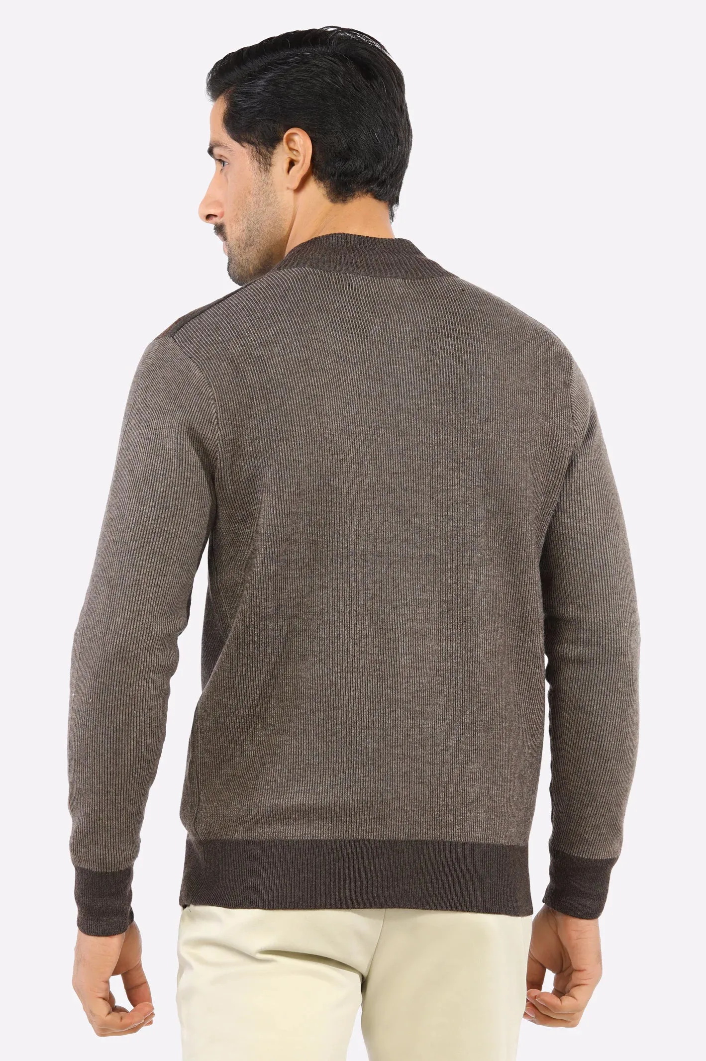 Light Brown Zip-Up Gents Sweater