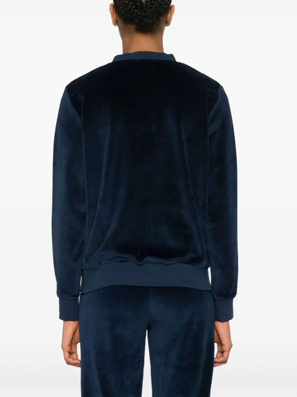 logo-appliqué velour sweatshirt