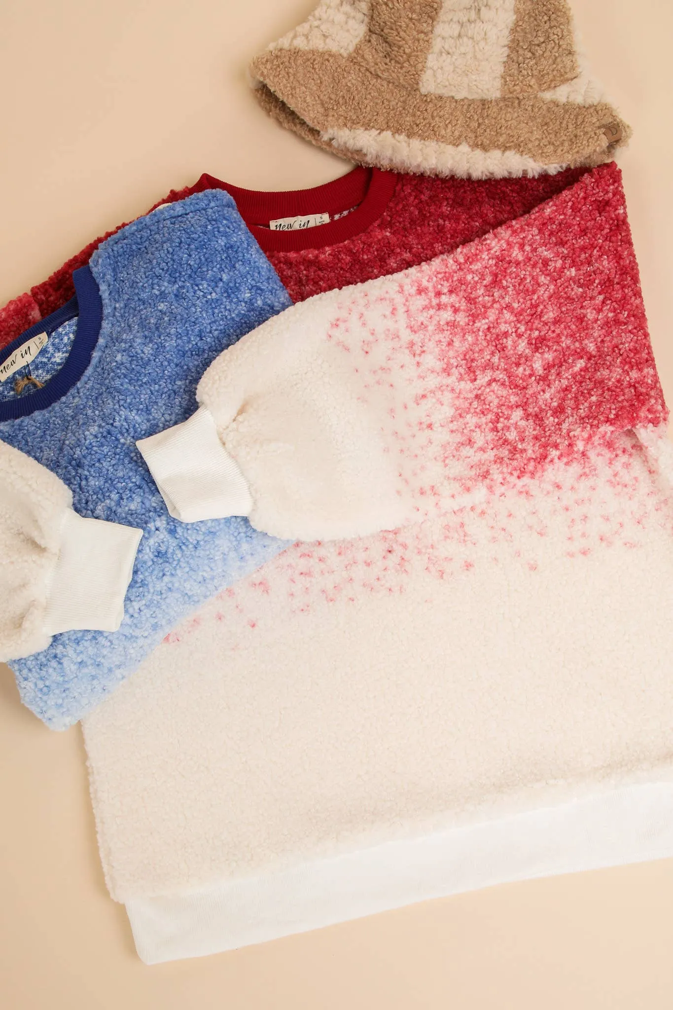 LONG SLEEVE FLEECE OMBRE PRINT PULLOVER