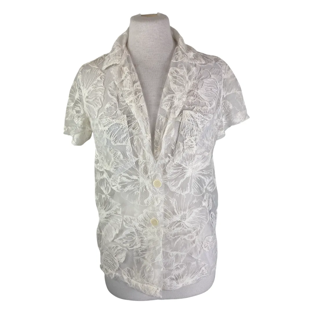 Maje cream see through short sleeve top size UK8/US4