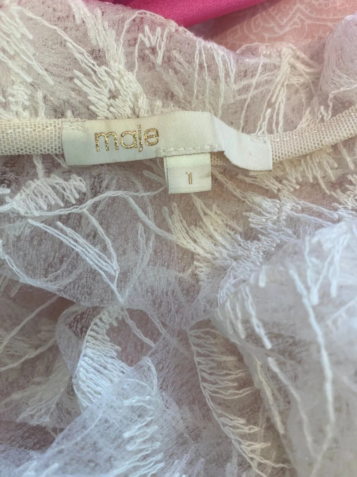 Maje cream see through short sleeve top size UK8/US4