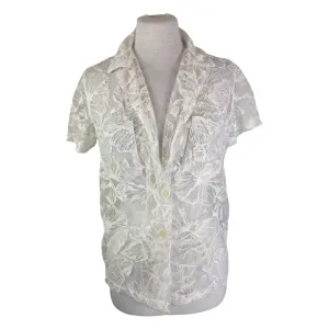 Maje cream see through short sleeve top size UK8/US4