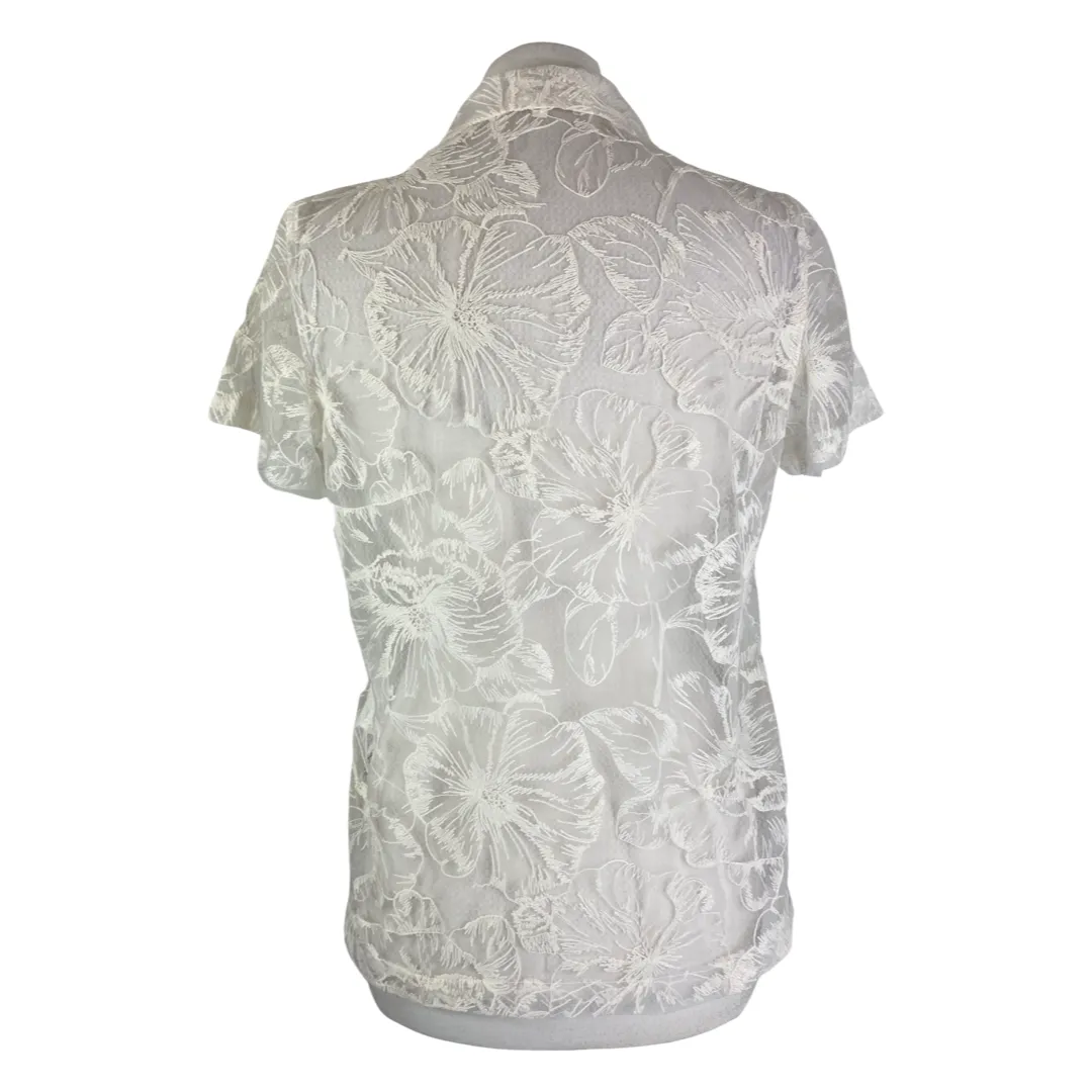 Maje cream see through short sleeve top size UK8/US4